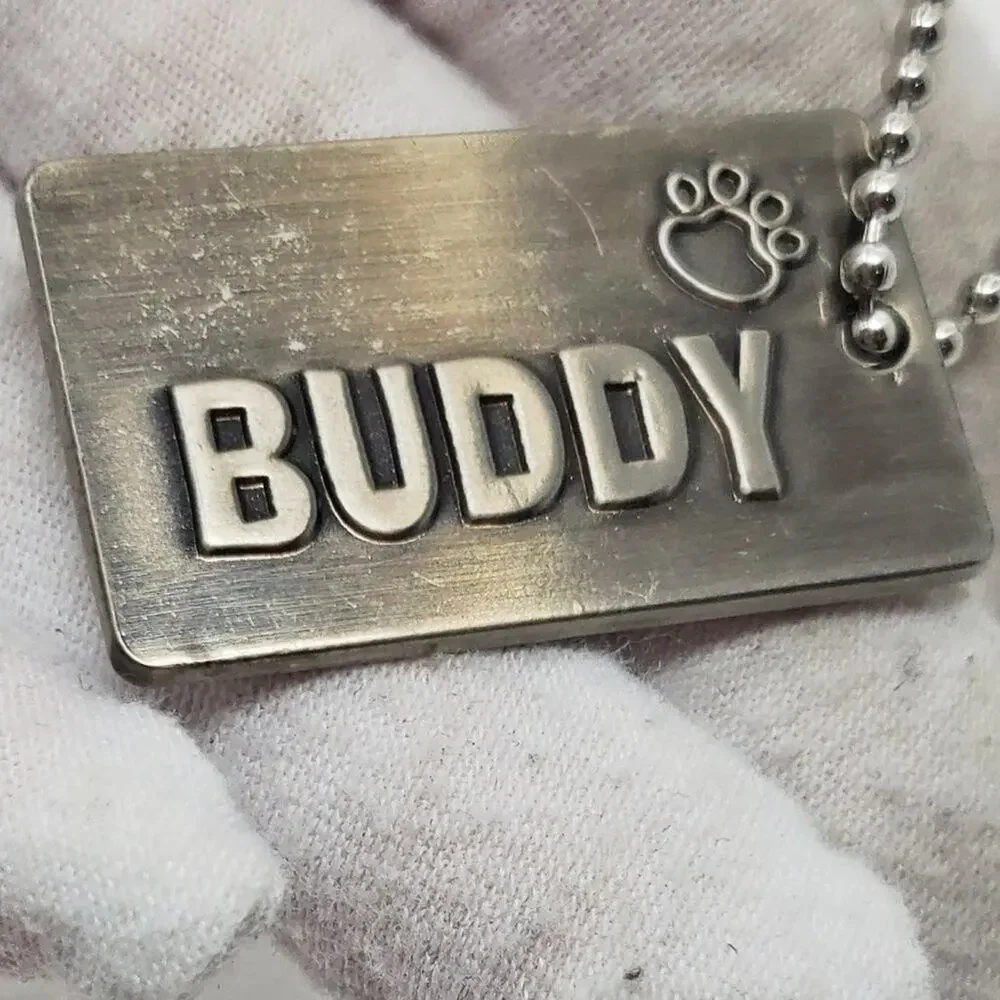 Disney 'Buddy' Paw Print Dog Tag Necklace